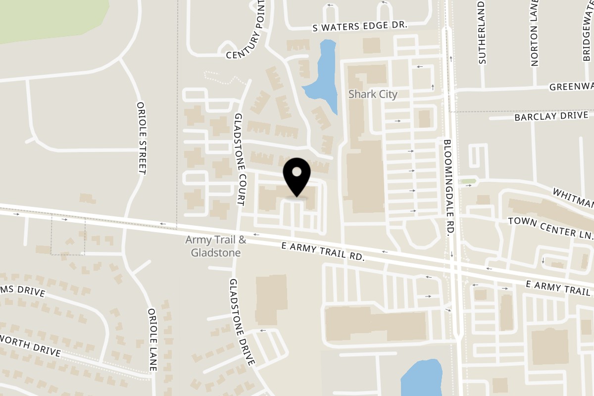 Map showing the location of Fahrenheit Halal on 136 E Army Trail Rd in Glendale Heights